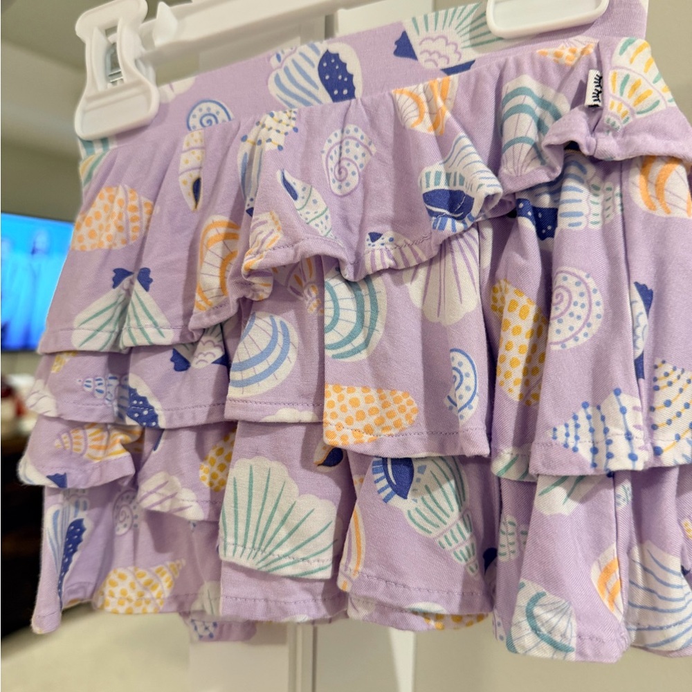 Little Sleepies Lavender Ruffle Skort with Seashell Print